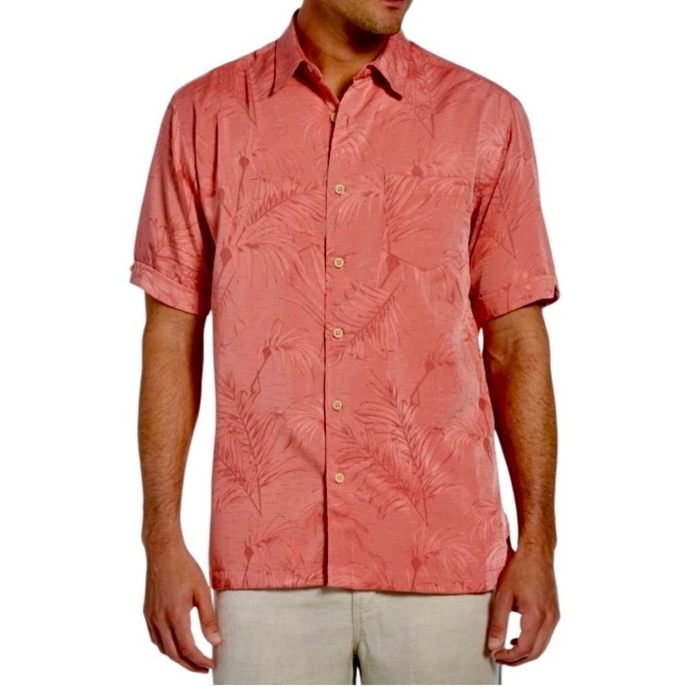 Cubavera Tropical Short Sleeve Shirt in Peachy Pink Men’s XL